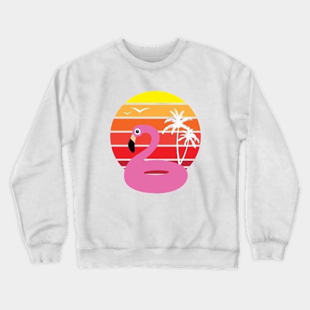 Sunset Pink Pool Flamingo Crewneck Sweatshirt by flaminglet